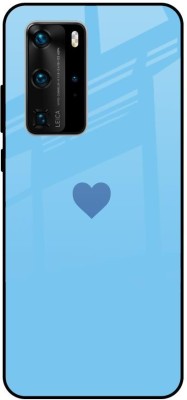 QRIOH Glass Back Cover for Huawei P40 Pro(Blue, Grip Case, Pack of: 1)