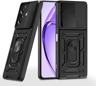 KIVANO LUXE Back Cover for Oppo A3x 4G / Oppo A3 5G / Oppo A3x 5G|D10 Tough Armor|Sliding Camera Shield|Ring Holder(Black, Rugged Armor, Pack of: 1)