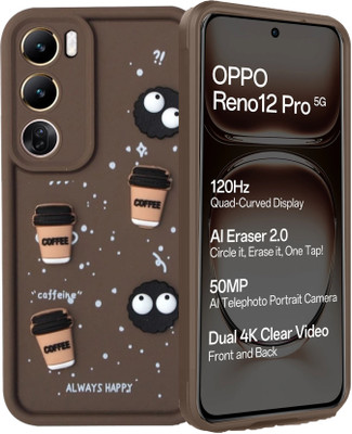 VAPRIF Back Cover for OPPO Reno 12 Pro 5G, Cute Coffee Silicone | Shockproof & Scratch-Resistant(Brown, Dual Protection, Silicon, Pack of: 1)