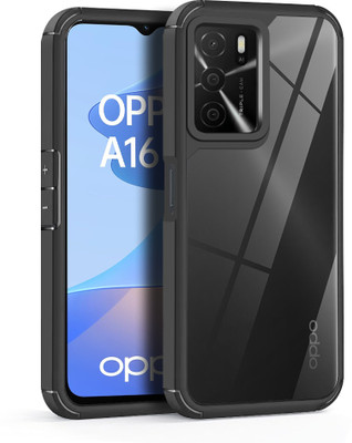 KartV Back Cover for Oppo A16(Black, Transparent, Camera Bump Protector, Pack of: 1)