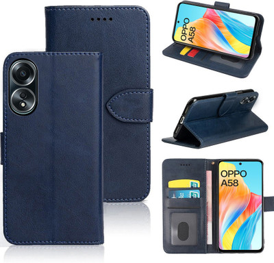 SMARTPOCKET Back Cover for OPPO A58 5G(Blue, Pack of: 1)