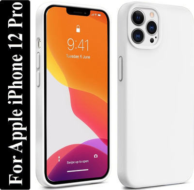 Coverskart Liquid Silicone Back Cover for Apple iPhone 12 Pro, Logo Embossed Shock Proof Microfiber Case(White, Camera Bump Protector, Silicon, Pack of: 1)