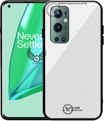 Kreatick Back Cover for ONEPLUS-9 PRO, Luxurious 9H Toughened Glass Back Case Shockproof TPU Bumper(White, Dual Protection, Pack of: 1)