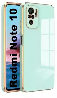 MobiLooks Back Cover for REDMI Note 10 4G, My Case Luxury Square Plating Chrome / 6D Case Cover(Green, Gold, Camera Bump Protector, Pack of: 1)