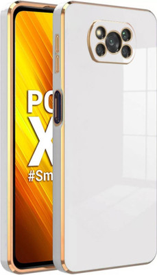 RESOURIS Back Cover for POCO X3(White, Gold, Camera Bump Protector, Silicon, Pack of: 1)