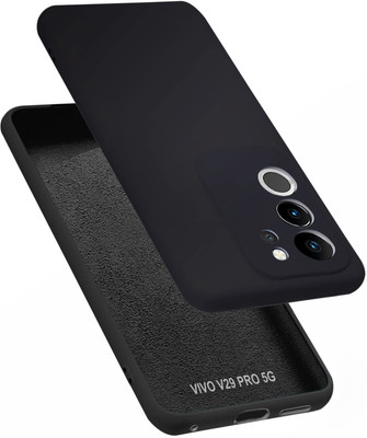 VAPRIF Back Cover for Vivo V29 Pro 5G, Vivo V29 5G, Matte Rubberized Soft Silicone Protective Cloth Inside(Black, Dual Protection, Pack of: 1)