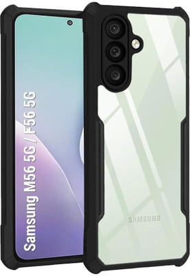 THE MAHARAJA Back Cover for Samsung Galaxy M56 5G / F56 5G, 360 Degree Protection, Shockproof, Crystal Clear(Black, Transparent, Flexible, Silicon, Pack of: 1)