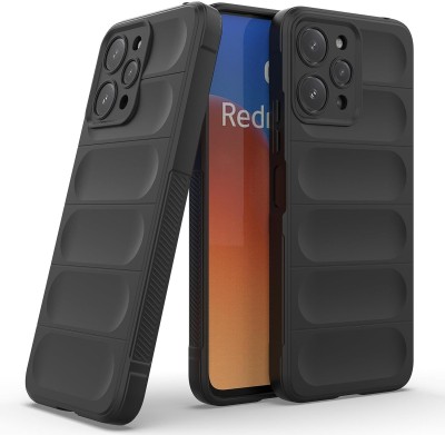 S-Softline Back Cover for Redmi 12 4G, Solid Liquid Magic Case Shockproof Plain(Black, Silicon, Pack of: 1)