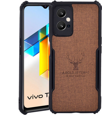 Spicesun Back Cover for VIVO T1 5G / VIVO Y75 5G / Vegan PU Leather / Corner Four Side Edges(Brown, Shock Proof, Pack of: 1)
