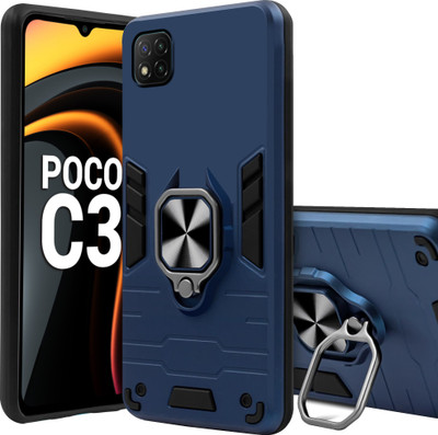 SMARTPOCKET Back Cover for Poco C3(Blue, Rugged Armor, Pack of: 1)