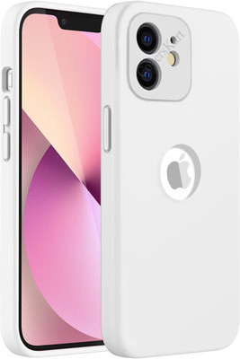 MobiLooks Back Cover for Apple iPhone 12, Original Silicone Logo Cut Shockproof Full Body Protection Case(White, Camera Bump Protector, Silicon, Pack of: 1)