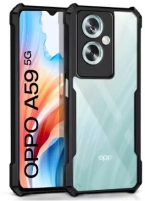 Sciforce Back Cover for OPPO A59 5G, Hybrid Hard Transparent Back TPU Bumper(Black, Transparent, Silicon, Pack of: 1)