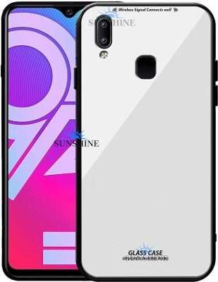 SUNSHINE Back Cover for VIVO-Y93, Luxurious 9H Toughened Glass Back Case Shockproof TPU Bumper(White, Dual Protection, Pack of: 1)