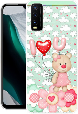 DUGGA Back Cover for vivo Y20G 2021, V2065, TEDDY, BEAR, DOLL, CARTOON, ART(Pink, Flexible, Silicon, Pack of: 1)
