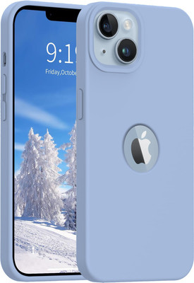 VONZEE Back Cover for iPhone 14 Plus Triple Layer Microfiber Cloth Lining Premium Feel Silicone Logo Cut Case(Blue, Shock Proof, Silicon, Pack of: 1)