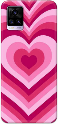 NDCOM Back Cover for Vivo V20 Pink Love Hearts Printed Hard Case(Multicolor, Hard Case, Pack of: 1)