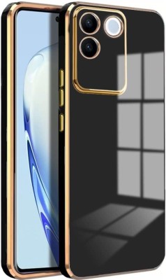A3sprime Back Cover for vivo T2 Pro 5G, |Soft TPU Golden Side Colored Case|(Black, Camera Bump Protector, Silicon, Pack of: 1)