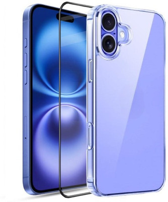 A3sprime Edge To Edge Tempered Glass for Apple iPhone 16 Plus, with Soft Silicon Transparent Back Cover(Pack of 2)