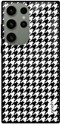 QRIOH Glass Back Cover for Samsung Galaxy S23 Ultra(Black, White, Grip Case, Pack of: 1)