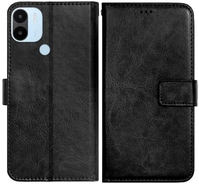 Loopee Flip Cover for Poco C50, Mi Redmi A1 PLUS Premium Leather Finish, with Card Pockets, Wallet Stand(Black, Dual Protection, Pack of: 1)