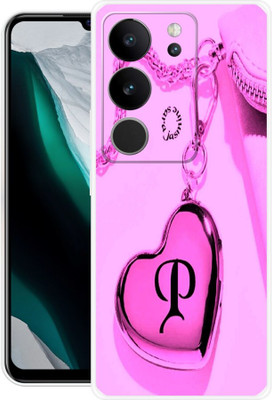3D U PRINT Back Cover for VIVO V29 5G,V2250,P LETTER,P NAME,P WORD,P ALPHABET(Pink, Flexible, Silicon, Pack of: 1)