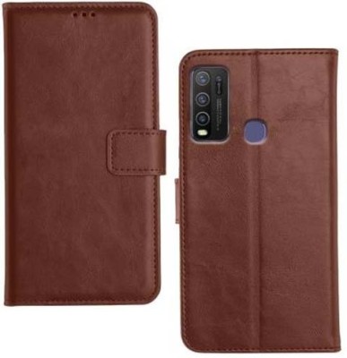 CASETREE Flip Cover for Vivo Y30, Vivo 1938 leather cover(Brown, Grip Case, Pack of: 1)