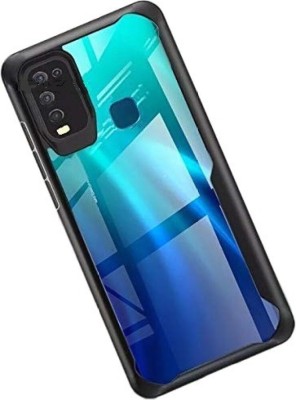 NIKICOVER Back Cover for Vivo Y50, Transparent Hybrid Hard PC Back TPU Bumper(Black, Shock Proof)