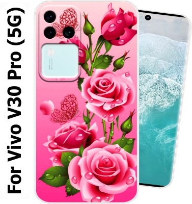 SmartGoldista Back Cover for Vivo V30 Pro 5G(Pink, Green, Silicon, Pack of: 1)