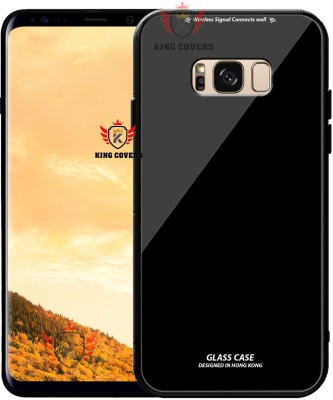 KING COVERS Back Cover for Samsung Galaxy S8 Plus, Luxurious 9H Toughened Glass Back Case Shockproof TPU Bumper(Black, Dual Protection, Pack of: 1)