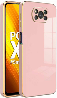 SYOTT Back Cover for Poco X3(Pink, Gold, Camera Bump Protector, Silicon, Pack of: 1)