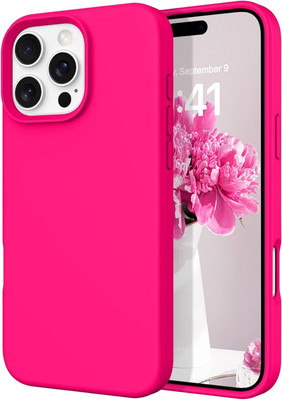 OZitune Back Cover for iPhone 16 Pro Max Silicone Silky Soft Case Cover, Durable Slim Fit (Hot)(Pink, Shock Proof, Silicon, Pack of: 1)