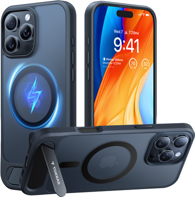Torras Back Cover for TORRAS iPhone16ProMax Case: MagSafe, MIL-Grade, stand, matte black.(Black, Cases with Holder, Pack of: 1)
