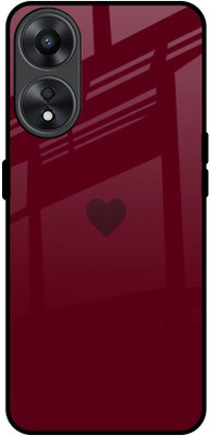 QRIOH Glass Back Cover for Oppo A78 5G(Maroon, Grip Case, Pack of: 1)