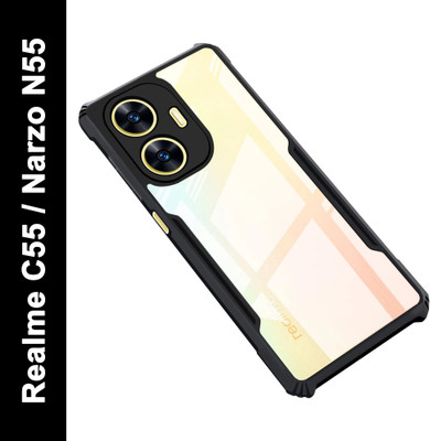 Micvir Back Cover for Realme C55, Realme Narzo N55(Transparent, Black, Shock Proof, Pack of: 1)