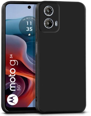 WOW Imagine Back Cover for MOTOROLA G34 5G, Motorola Moto G34 5G, Soft | Inner Velvet Fabric Lining | Flexible Case(Black, Camera Bump Protector, Silicon, Pack of: 1)
