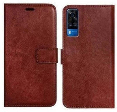 Loopee Flip Cover for VIVO Y51, Y51A, Y31 with Card Pocket(Brown, Dual Protection, Pack of: 1)