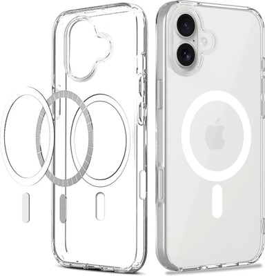 Magsafe Back Cover for iphone 16(Transparent, Shock Proof, Silicon, Pack of: 1)