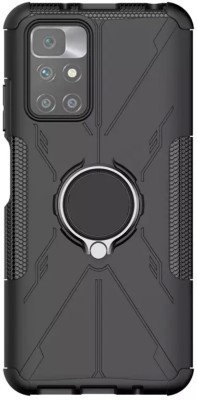 MOBIRUSH Back Cover for Redmi 10 Prime(Black, Ring Case, Pack of: 1)