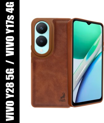 AIBEX Back Cover for Vivo Y28 5G / Vivo Y17s 4G| Drop Protection | Vegan Leather | Raised Camera Edges(Brown, Shock Proof, Pack of: 1)