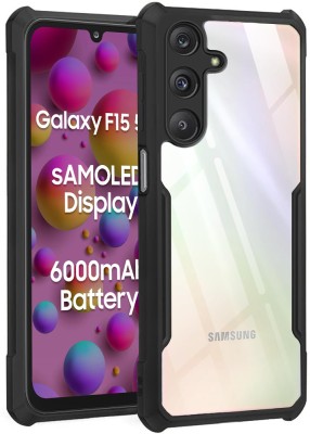 VAPRIF Back Cover for SAMSUNG Galaxy F15 5G, Transparent Hybrid Hard PC Back TPU Bumper(Black, Transparent, Shock Proof, Pack of: 1)