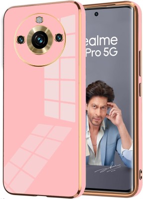 VAPRIF Back Cover for realme 11 Pro 5G, Golden Line, Premium Soft Chrome Case | Silicon Gold Border(Pink, Shock Proof, Silicon, Pack of: 1)