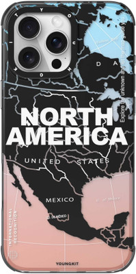 Akio Back Cover for Youngkit Matte Globe-Trotter North America Themed CASEC for iPhone 16 Pro Max(Multicolor, Hard Case, Pack of: 1)