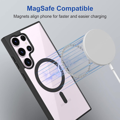 COVERHEAD Back Cover for Back Cover for Samsung Galaxy S25 Ultra 5G (Magsafe, Black sides, Pack of: 1)(Transparent, Camera Bump Protector, Pack of: 1)