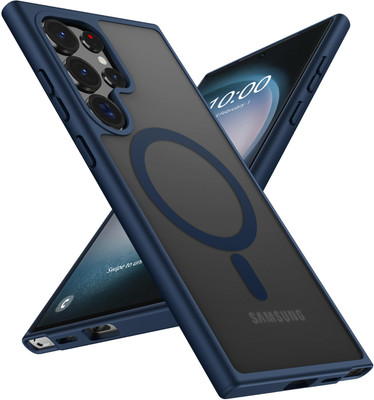 FIEUSCHE Back Cover for Samsung Galaxy S24 Ultra Case Protective MilitaryGrade Drop Protection Frosted Thin Cover(Blue, Magsafe, Pack of: 1)
