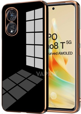 VAPRIF Back Cover for OPPO Reno8T 5G, Golden Line, Premium Soft Chrome Case | Silicon Gold Border(Black, Shock Proof, Silicon, Pack of: 1)