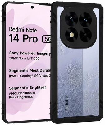 AIBEX Back Cover for Poco X7 5G / Redmi Note 14 Pro 5G |Transparent Case|360° Protection|Non-Yellowing PC + TPU(Black, Rugged Armor, Pack of: 1)