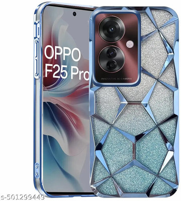 casohitech Back Cover for Oppo F25 Pro 5G, Oppo F25 Pro, Geometric 3D Cube, Diamond Bling Shiny(Blue, Transparent, Camera Bump Protector, Pack of: 1)