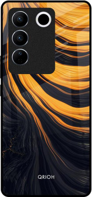 QRIOH Glass Back Cover for Vivo V27 5G(Multicolor, Grip Case, Pack of: 1)