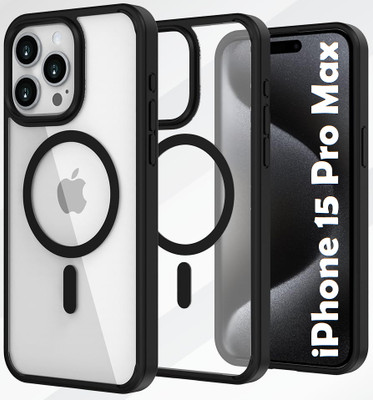 VAPRIF Back Cover for Apple iPhone 15 Pro Max, Compatible with MagSafe | Not Yellowing & Scratch-Resistant(Black, Magsafe, Pack of: 1)