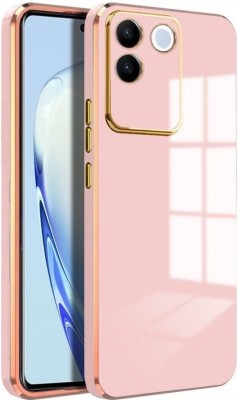 A3sprime Back Cover for vivo T2 Pro 5G, |Soft TPU Golden Side Colored Case|(Pink, Camera Bump Protector, Silicon, Pack of: 1)